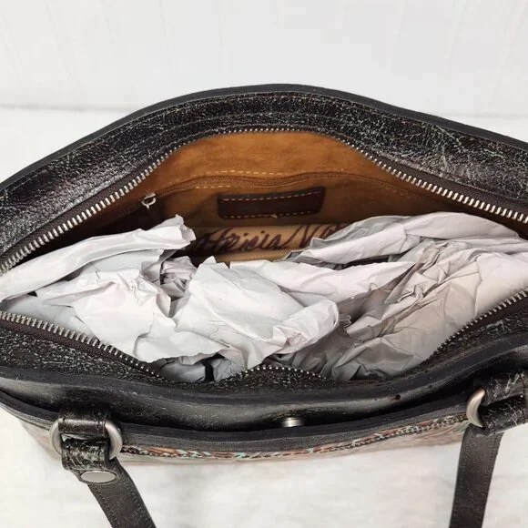 NWT Patricia Nash Leather Poppy Tote Satchel - The Tooled Turquoise Collection - Picture 6 of 9